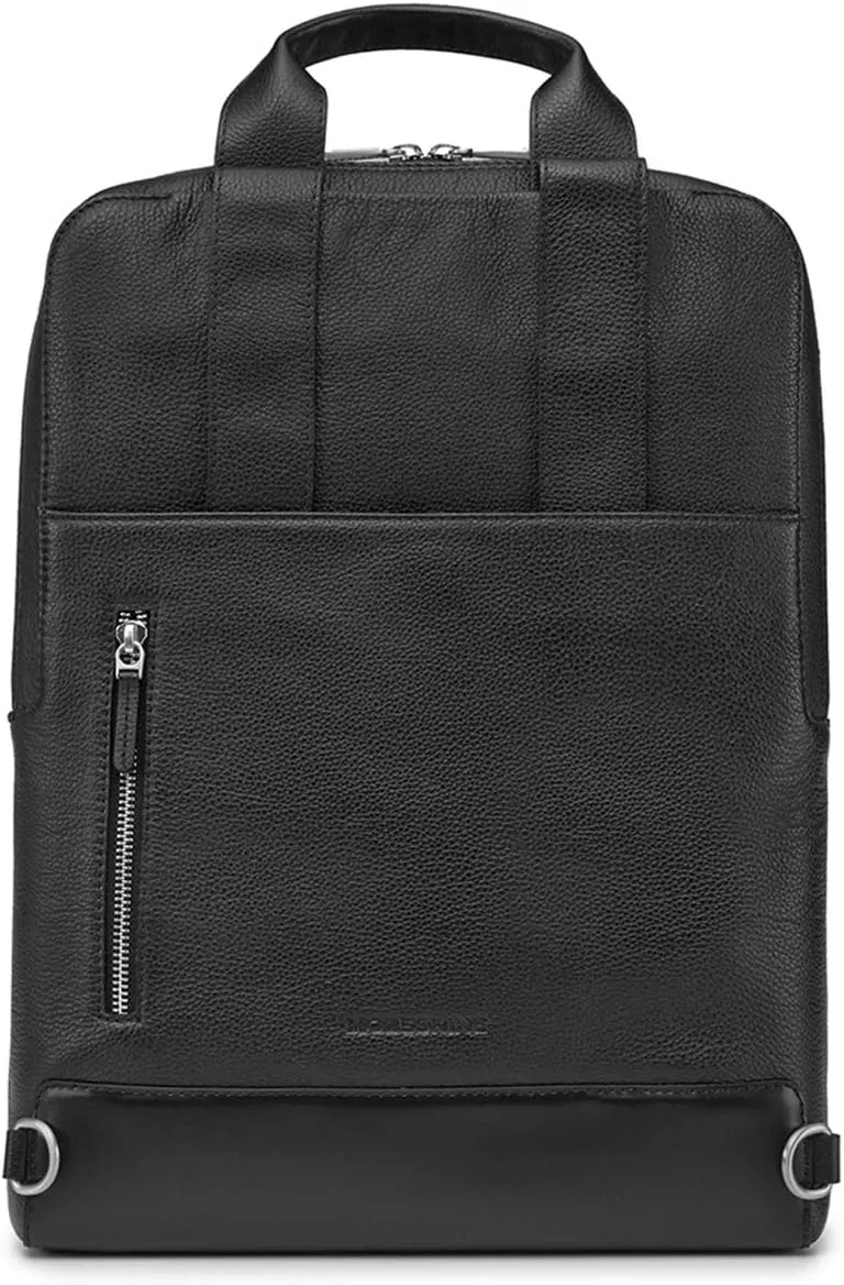 Moleskine Backpack, 15-Inch Laptop Storage, Business Backpack, Classic, Leather, Device Bag, Vertical Type, Black