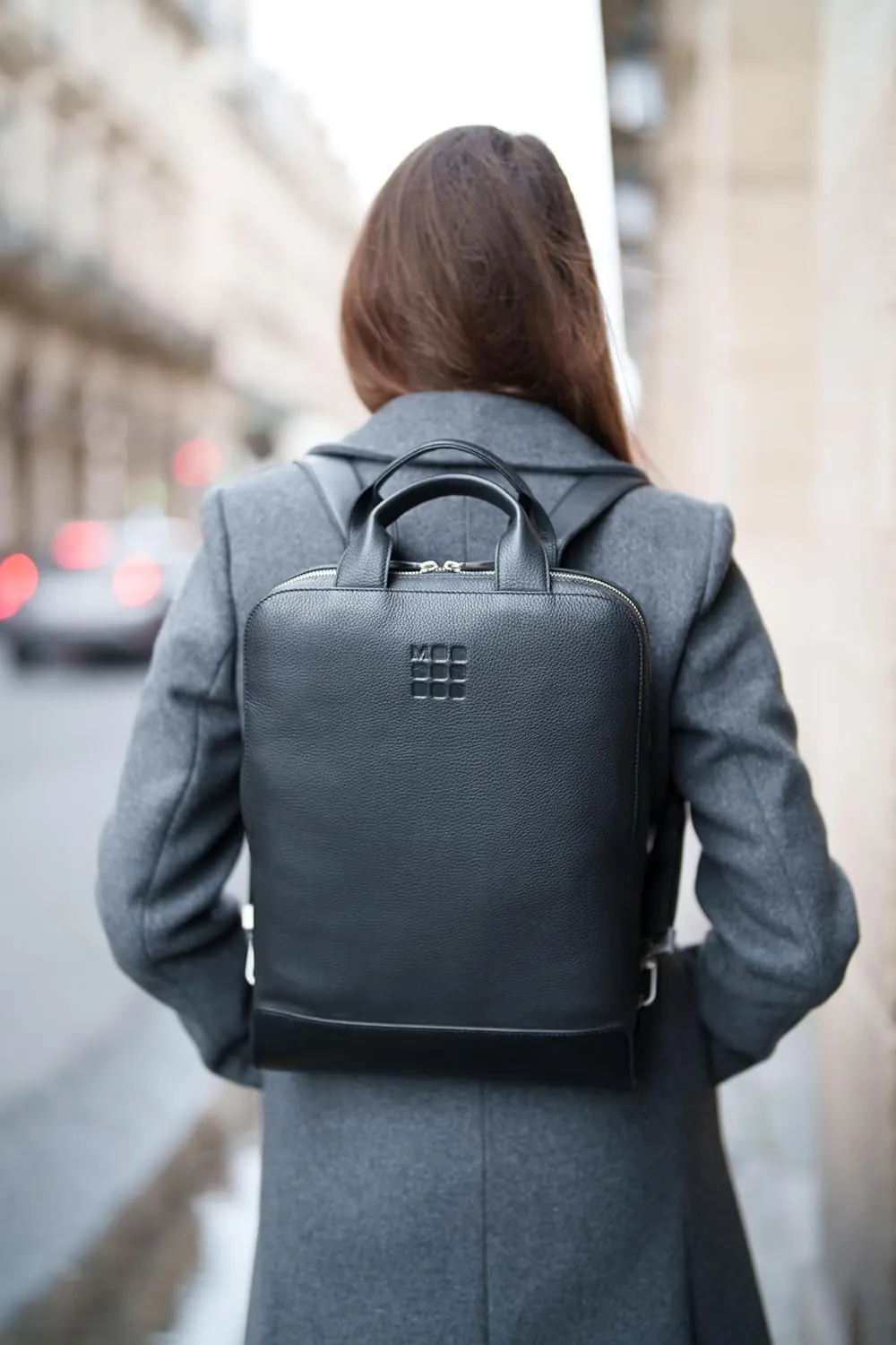 Moleskine Backpack, 15-Inch Laptop Storage, Business Backpack, Classic, Leather, Device Bag, Vertical Type, Black
