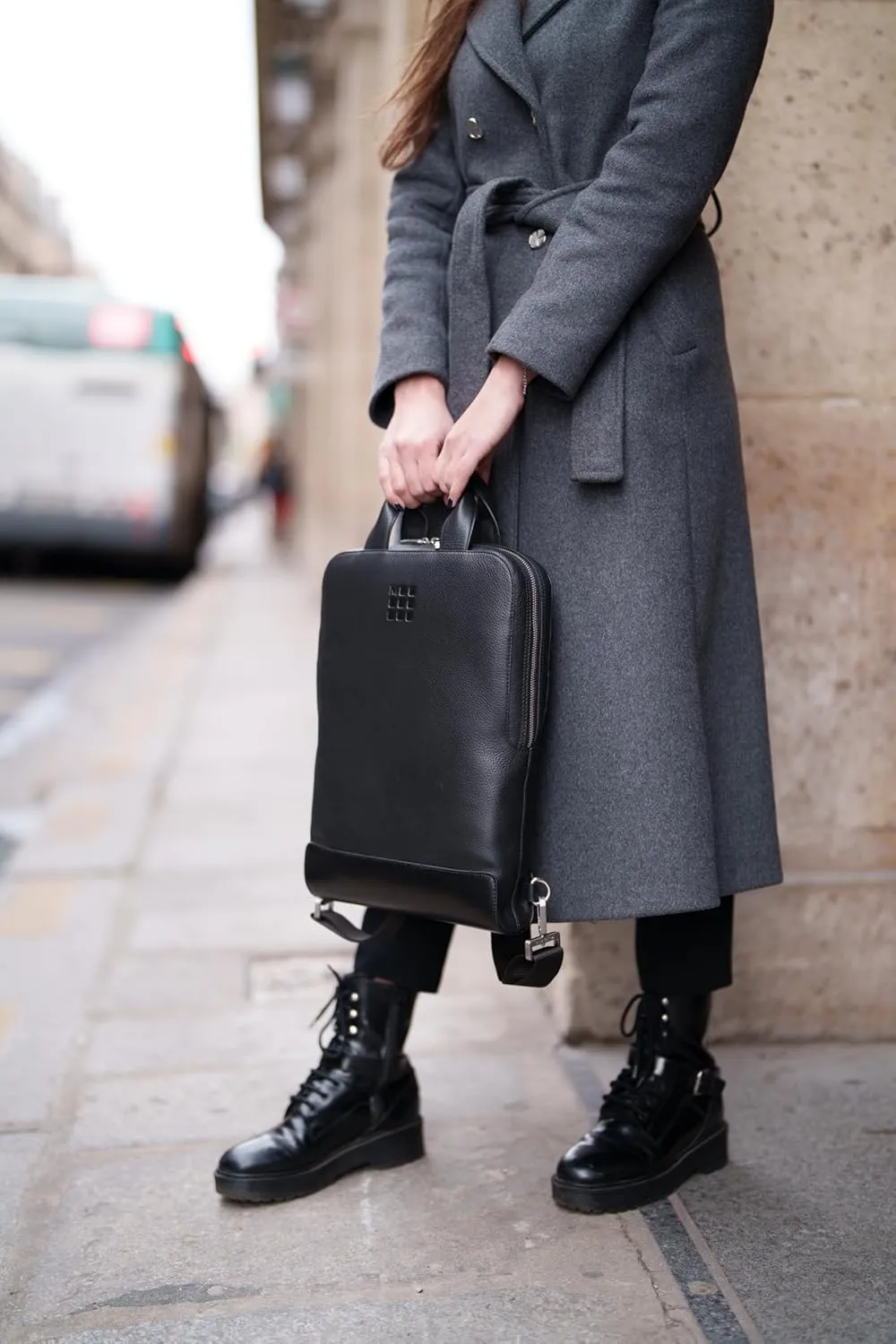 Moleskine Backpack, 15-Inch Laptop Storage, Business Backpack, Classic, Leather, Device Bag, Vertical Type, Black