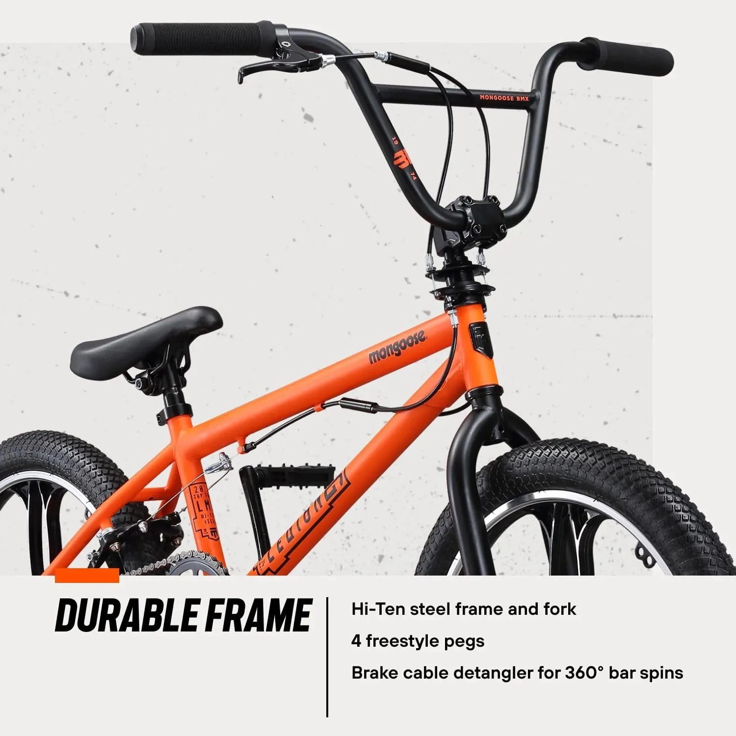 Mongoose Legion Kids Freestyle Sidewalk BMX Bike, Beginner Riders, Boys and Girls, 16-20-inch Wheels, Hi-Ten Steel Frame, Micro Drive BMX Gearing