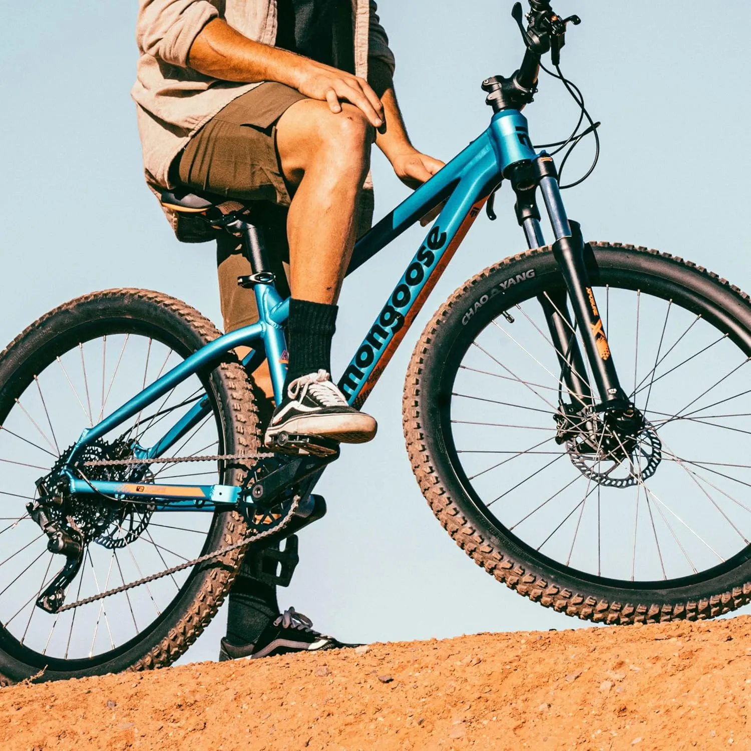 Mongoose Switchback Mountain Bike for Men and Women, 8 to 10-Speed Drivetrain with Trigger Shifters, 27.5 to 29-Inch Wheels, 15.5 to 17.5-Inch Frame