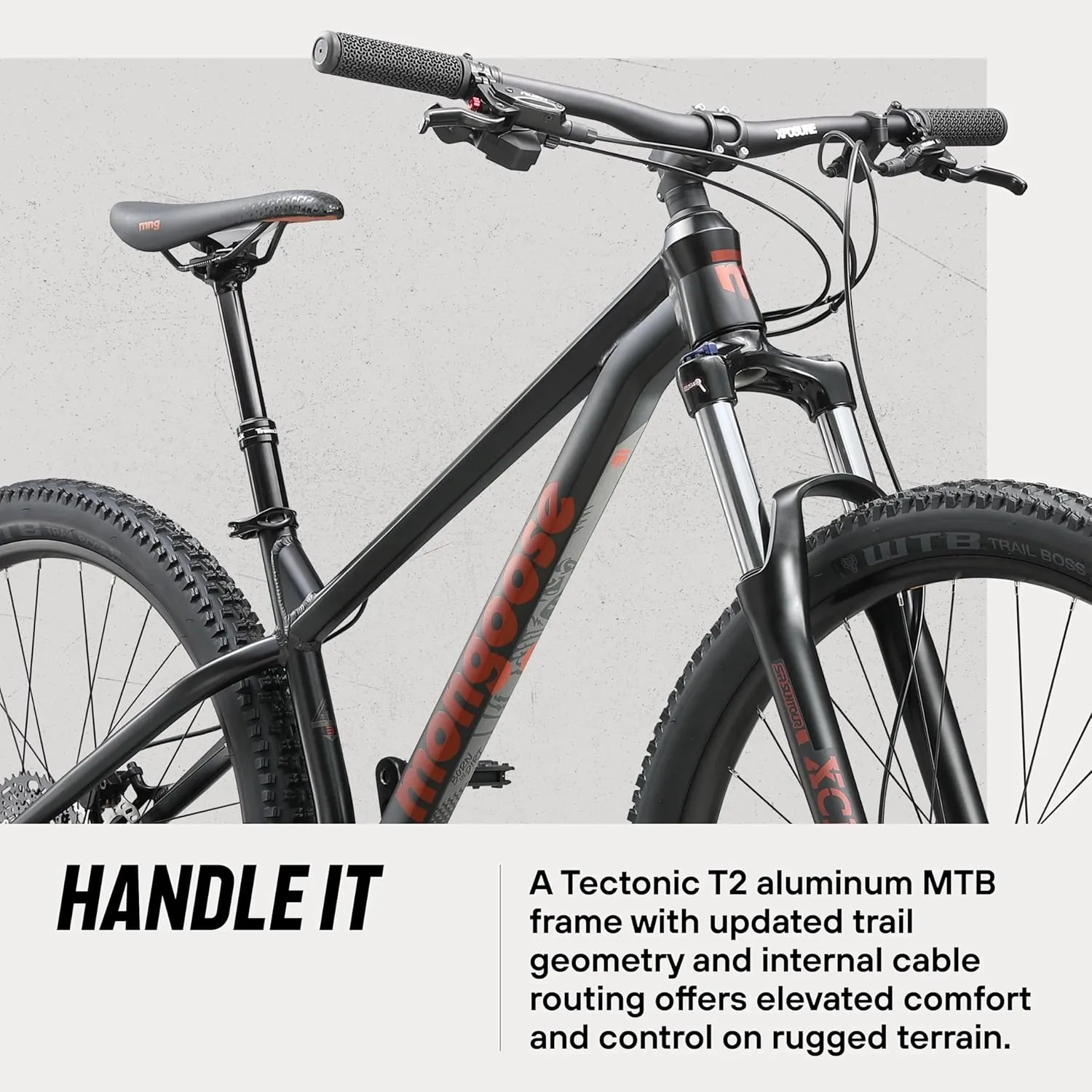 Mongoose Switchback Mountain Bike for Men and Women, 8 to 10-Speed Drivetrain with Trigger Shifters, 27.5 to 29-Inch Wheels, 15.5 to 17.5-Inch Frame