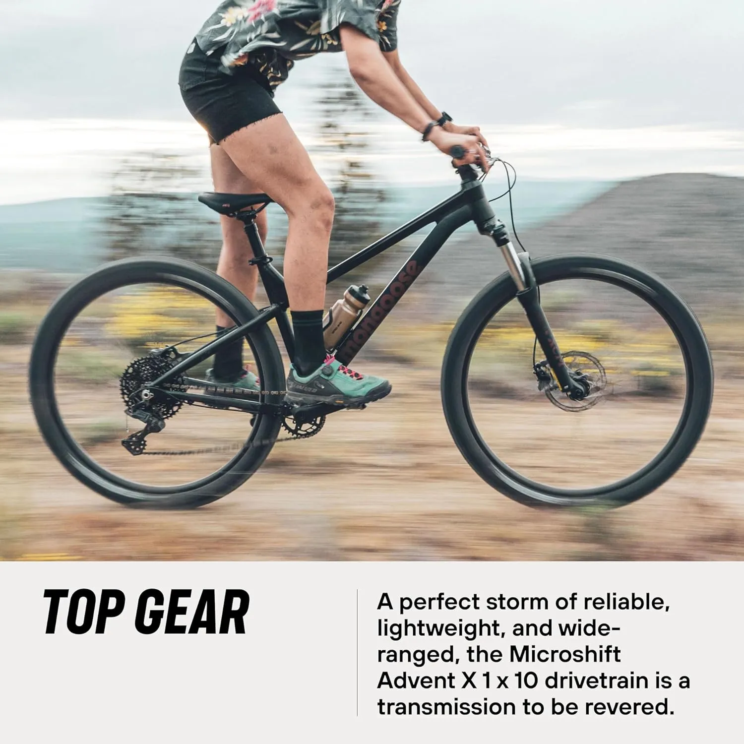 Mongoose Switchback Mountain Bike for Men and Women, 8 to 10-Speed Drivetrain with Trigger Shifters, 27.5 to 29-Inch Wheels, 15.5 to 17.5-Inch Frame