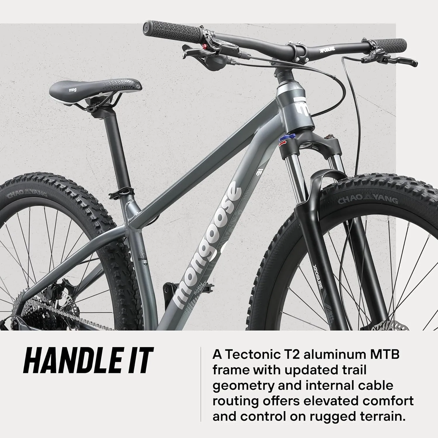 Mongoose Switchback Mountain Bike for Men and Women, 8 to 10-Speed Drivetrain with Trigger Shifters, 27.5 to 29-Inch Wheels, 15.5 to 17.5-Inch Frame