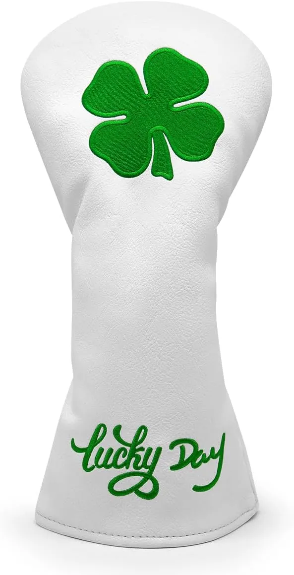 Montela Golf Club Covers Lucky Clover Golf Driver Covers Fairway Wood Head Cover Hybrid Headcover Leather 3 Wood Headcovers Golf Head Covers for Scotty Cameron Taylormade Titleist Odyssey