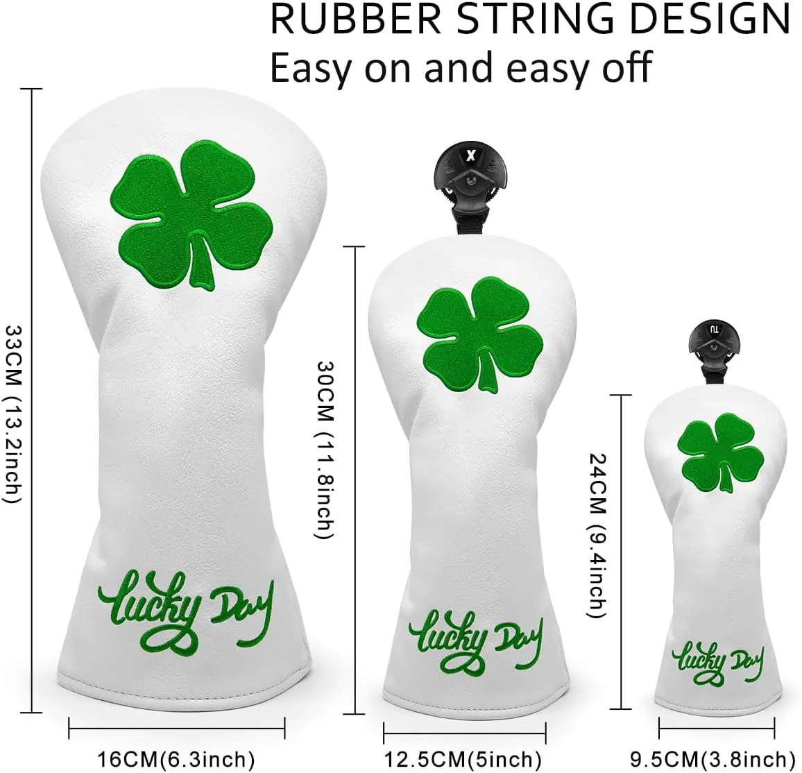 Montela Golf Club Covers Lucky Clover Golf Driver Covers Fairway Wood Head Cover Hybrid Headcover Leather 3 Wood Headcovers Golf Head Covers for Scotty Cameron Taylormade Titleist Odyssey
