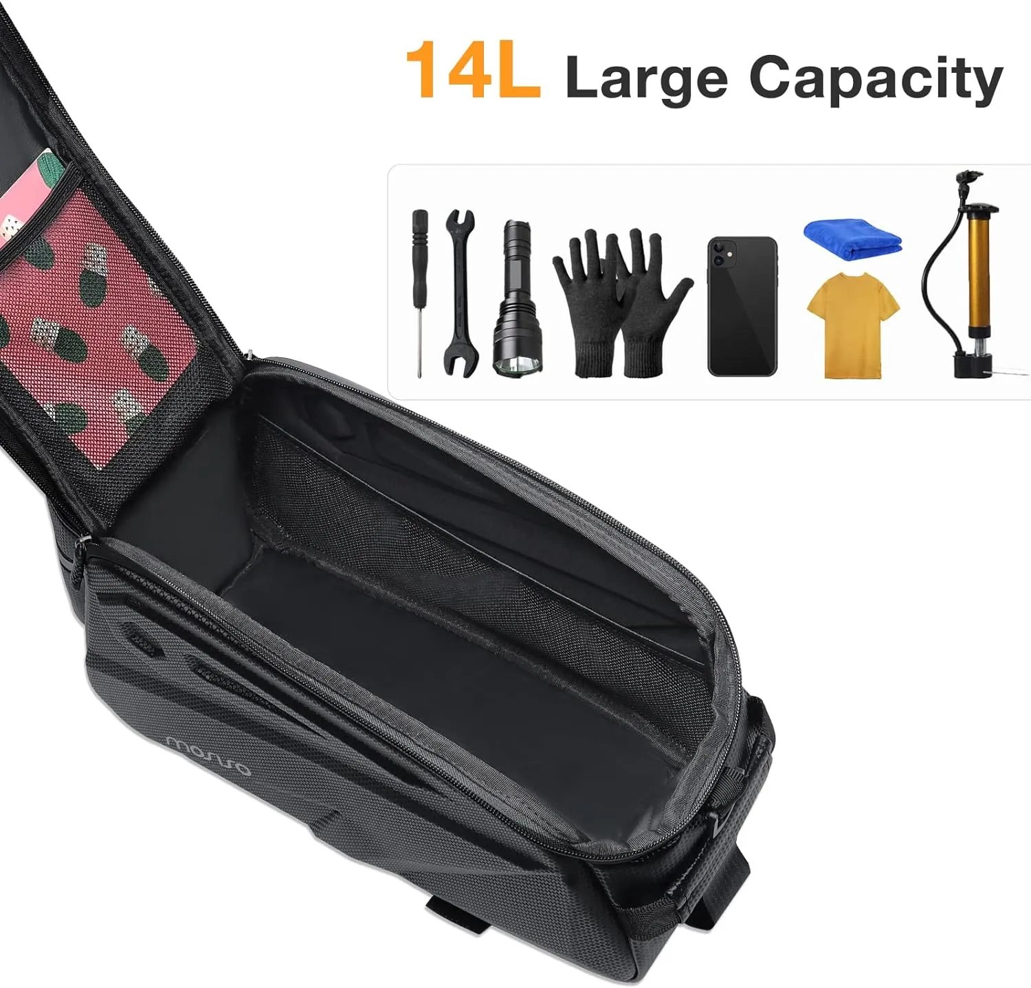 MOSISO Bike Rack Bag, Waterproof Bike Rear Rack Handbag Bicycle Trunk Bag, 14L EVA Mountain Bicycle Rear Seat Storage Saddle Pouch Cycling Luggage Pouch with Shoulder Strap, Black