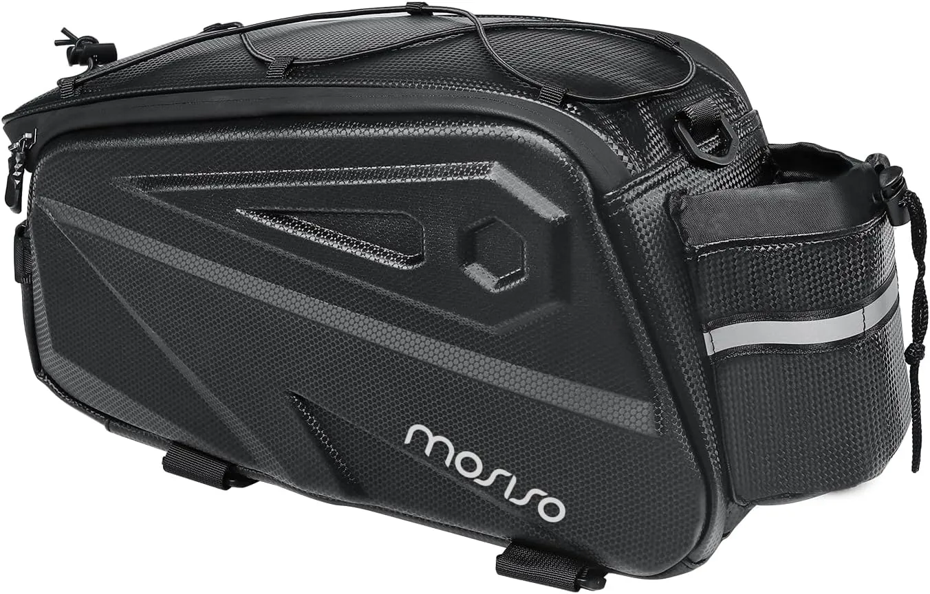 MOSISO Bike Rack Bag, Waterproof Bike Rear Rack Handbag Bicycle Trunk Bag, 14L EVA Mountain Bicycle Rear Seat Storage Saddle Pouch Cycling Luggage Pouch with Shoulder Strap, Black