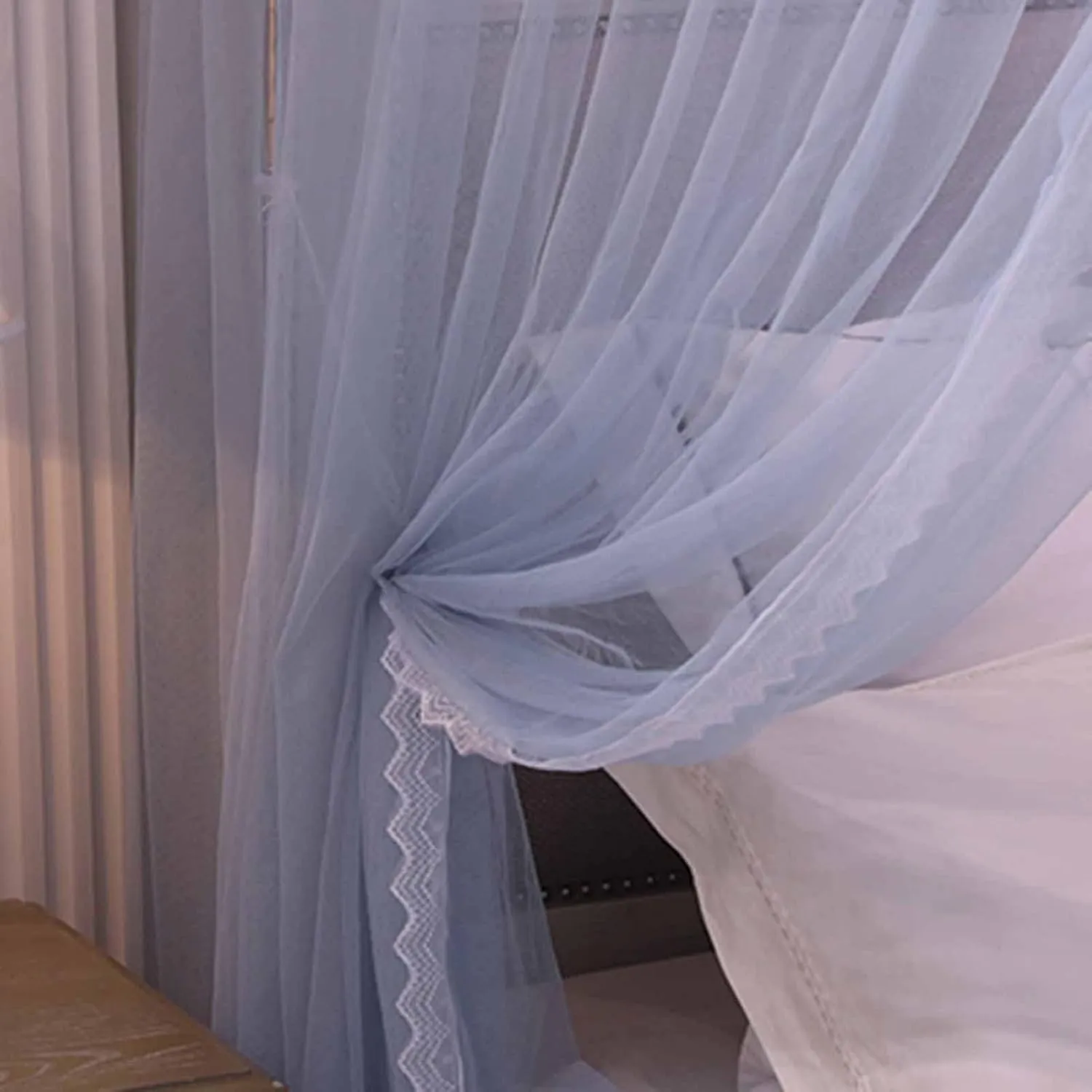 Mosquito Net Bedroom Canopy for 2m Beds Metal Rods Supporting Mesh Bedspread (Style 4 2x2.2x2m)
