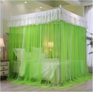 Mosquito Net Bedroom Canopy for 2m Beds Metal Rods Supporting Mesh Bedspread (Style 4 2x2.2x2m)