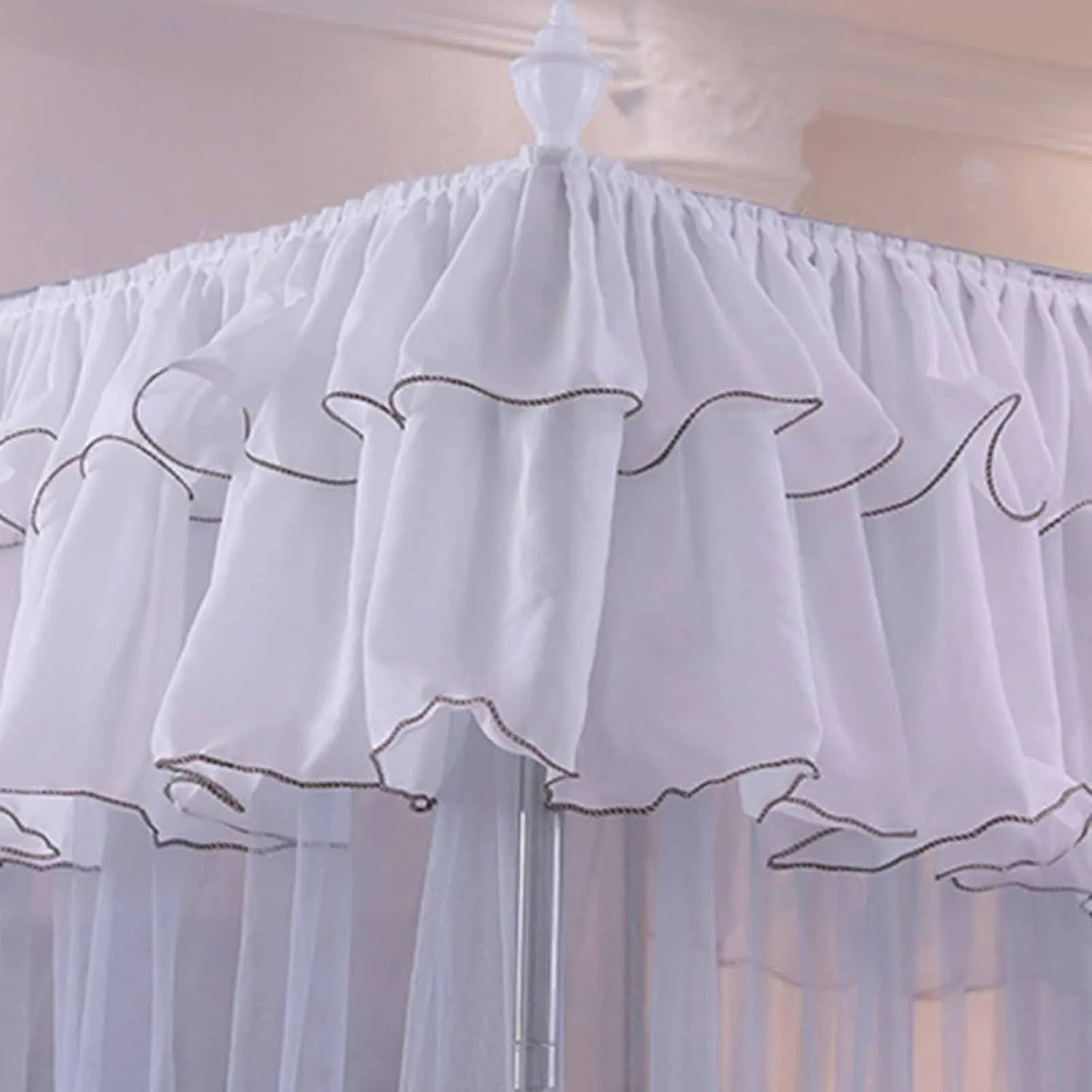 Mosquito Net Bedroom Canopy for 2m Beds Metal Rods Supporting Mesh Bedspread (Style 4 2x2.2x2m)