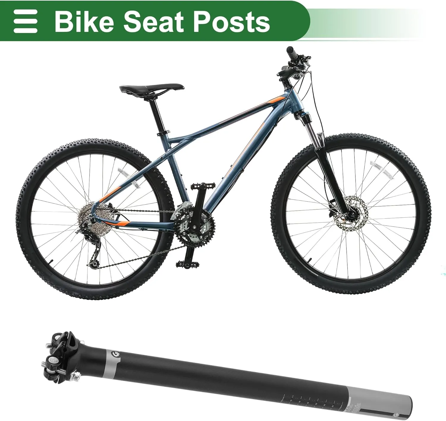 Motoforti Universal Bike Seat Posts Bike Saddle Post Seat Tube Shock Absorbing Carbon Fiber Matte Black Gray 1 Pc