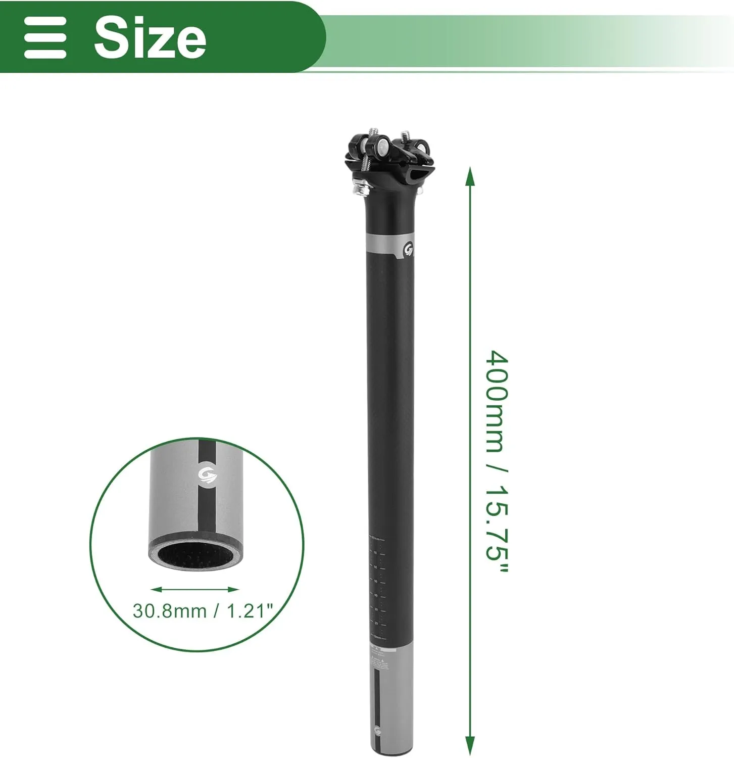 Motoforti Universal Bike Seat Posts Bike Saddle Post Seat Tube Shock Absorbing Carbon Fiber Matte Black Gray 1 Pc