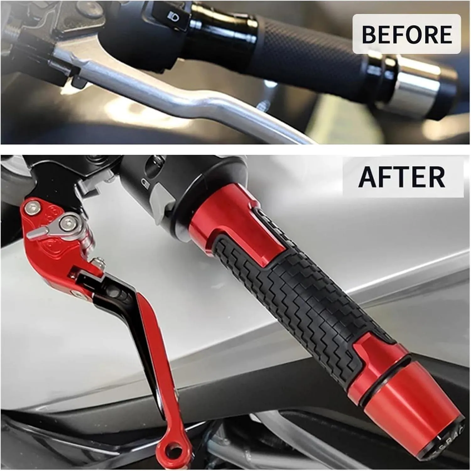 Motorcycle CNC Brake Clutch Levers Handlebar Hand Grips for RD250A B C D E F 1974-1979 1978 1977(Silver)