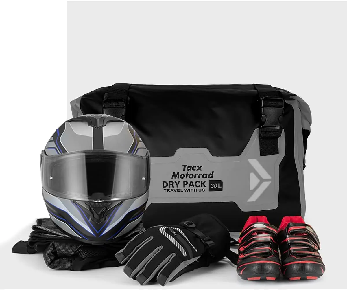 Motorcycle Saddle Bags Tail Bag, 30L Roll-top Waterproof Motor Detachable Side Trunk Bag, Motor Panniers Luggage Bag for Bike Motorcy