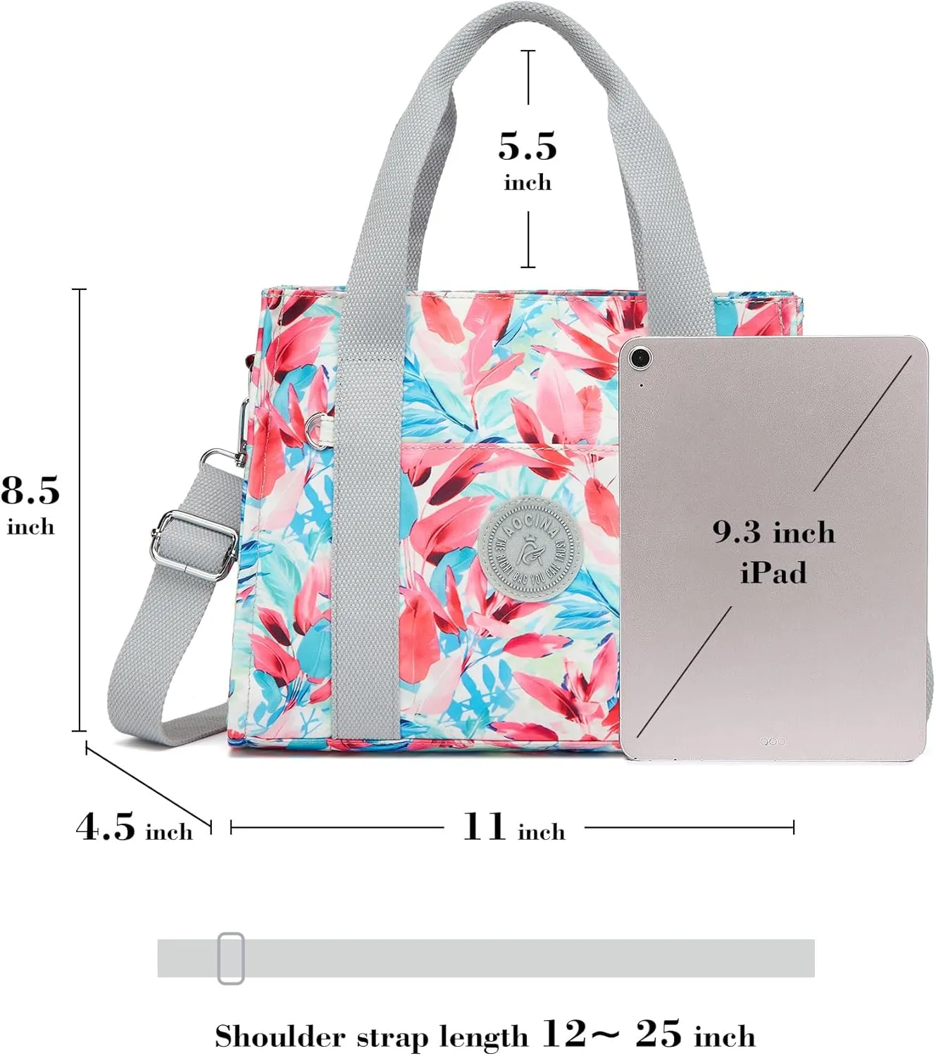 Multi-Pocket Tote Bag for Women with Zipper Lightweight Crossbody Shoulder Bag for Work Travel Nurse College Gift