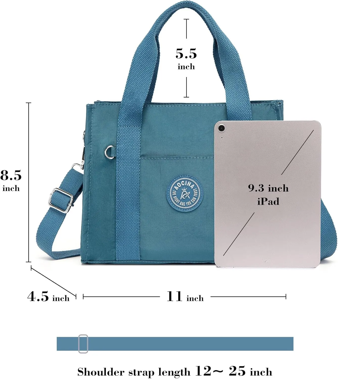 Multi-Pocket Tote Bag for Women with Zipper Lightweight Crossbody Shoulder Bag for Work Travel Nurse College Gift