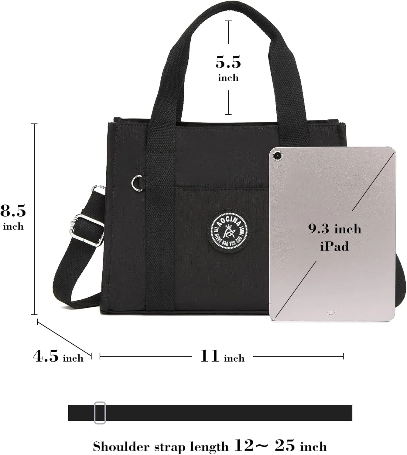 Multi-Pocket Tote Bag for Women with Zipper Lightweight Crossbody Shoulder Bag for Work Travel Nurse College Gift