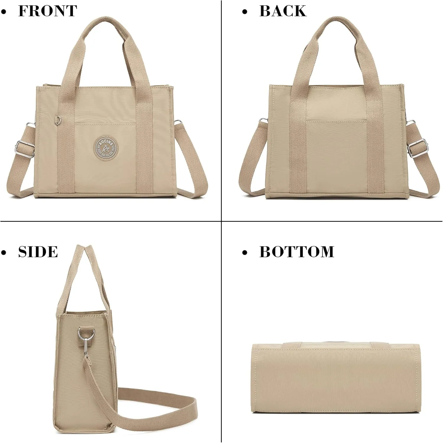 Multi-Pocket Tote Bag for Women with Zipper Lightweight Crossbody Shoulder Bag for Work Travel Nurse College Gift