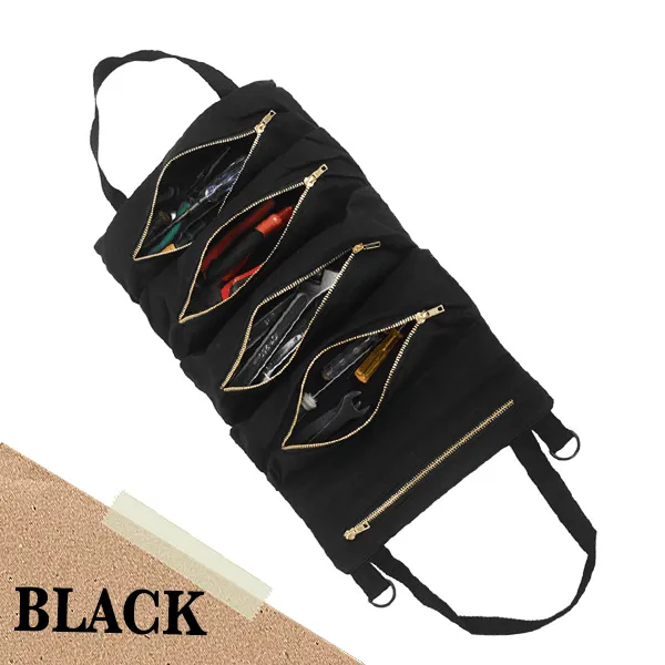 Multi-Purpose Roll Up Tool Bag Fishing Gear Storage Bag Camping Equipment Roll Up Bag Zipper Hanging Utensil Outdoor Bags