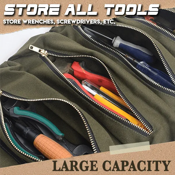Multi-Purpose Roll Up Tool Bag Fishing Gear Storage Bag Camping Equipment Roll Up Bag Zipper Hanging Utensil Outdoor Bags