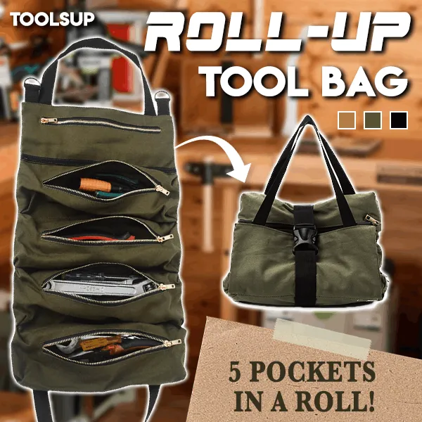 Multi-Purpose Roll Up Tool Bag Fishing Gear Storage Bag Camping Equipment Roll Up Bag Zipper Hanging Utensil Outdoor Bags