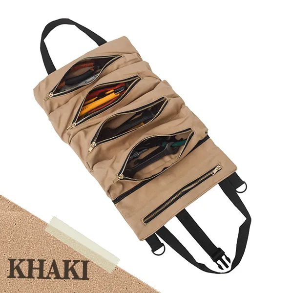 Multi-Purpose Roll Up Tool Bag Fishing Gear Storage Bag Camping Equipment Roll Up Bag Zipper Hanging Utensil Outdoor Bags