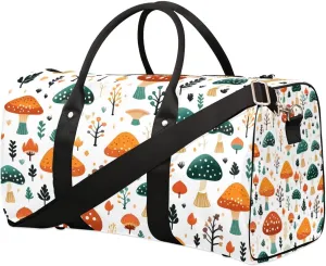 Mushroom Travel Duffel Bag for Women Men Waterproof Foldable Overnight Weekender Bag Large Capacity Sports Gym Bag
