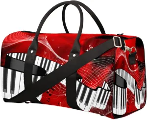 Music Piano Keys Travel Duffle Bag for Men Women Musical Note Overnight Weekender Bag Foldable Travel Duffel Bag Large Sports Gym Bag Waterproof Luggage Tote Bag Tear Resistant