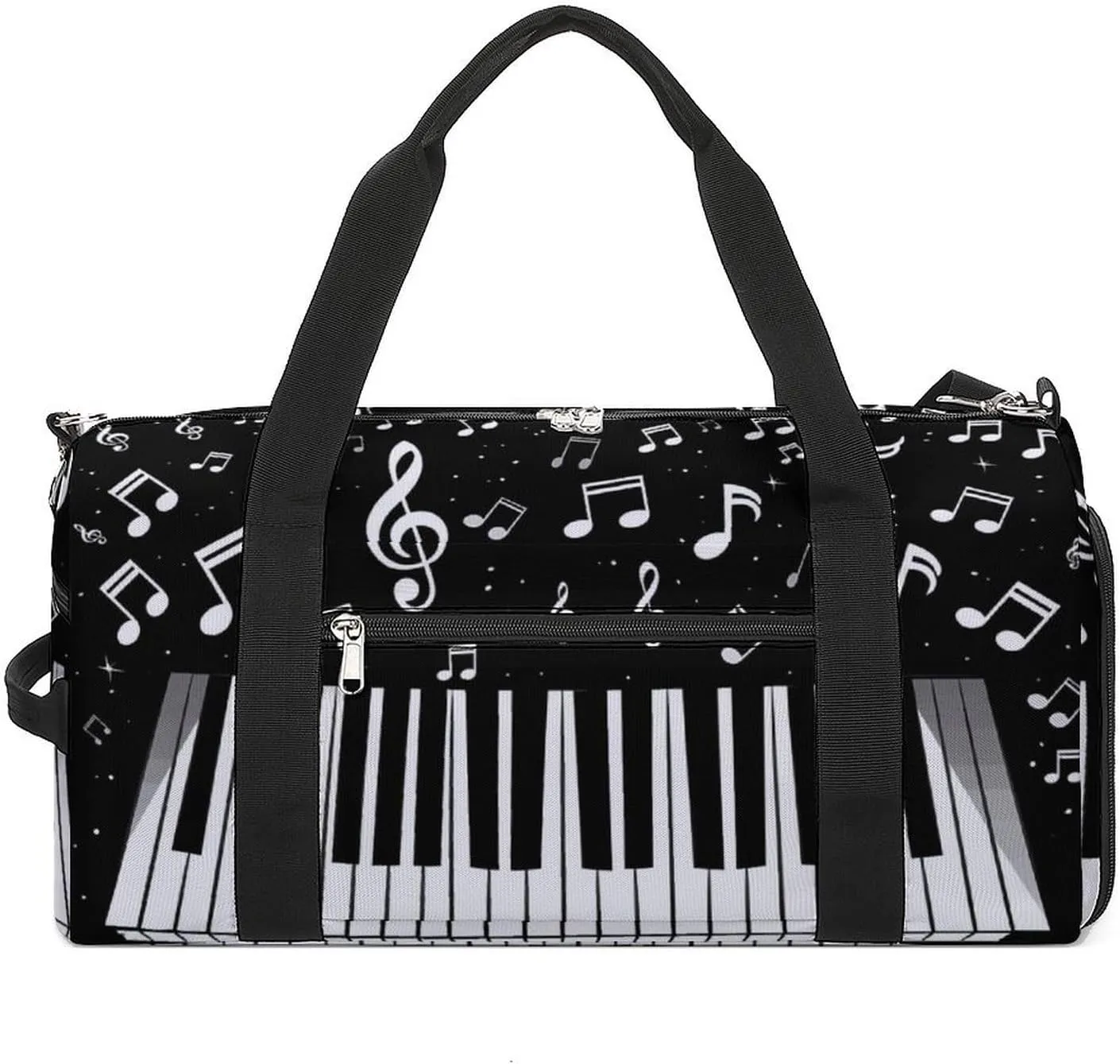 Musical Piano Keys Travel Gym Bag Sport Workout Duffel Bags with Compartments And Side Pocket