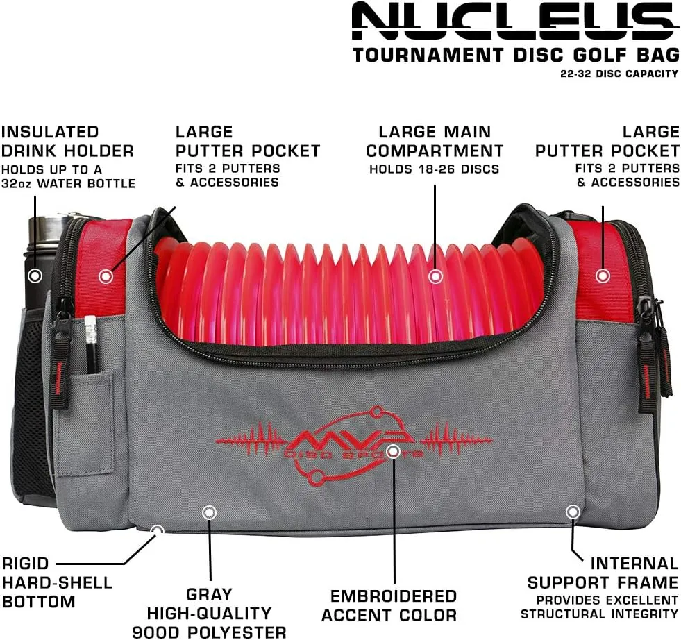 MVP Disc Sports Nucleus Tournament Disc Golf Bag (Choose Your Favorite Color)
