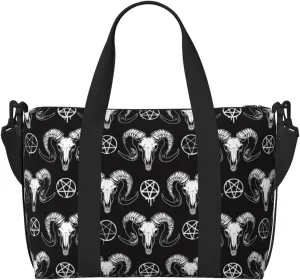 Mystical Ram Skull Travel Bag Weekender Bags for Women Men Carry on Overnight Bag Tote Bag Yoga Gym Bag With Adjustable Straps for Gym, Work, Personal Items