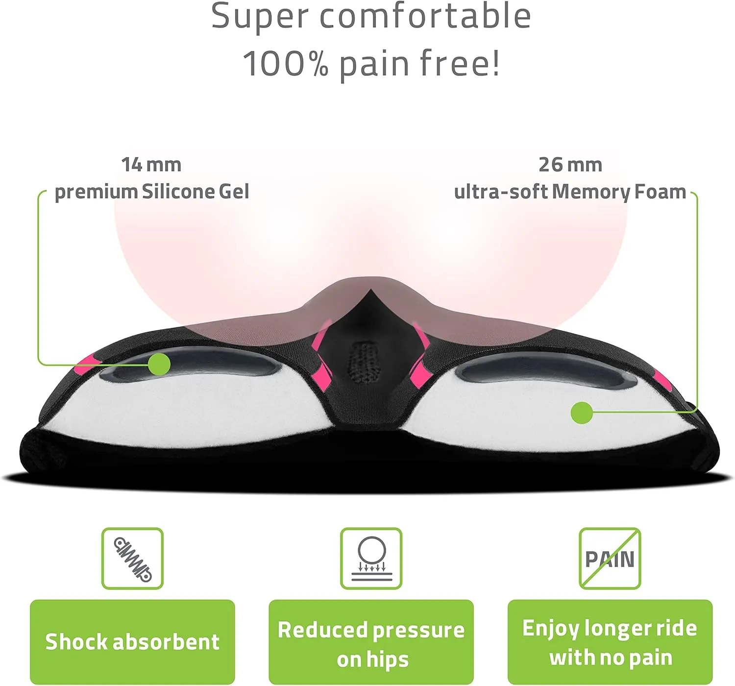 Narrow Gel Bike Seat Cushion - Extra Soft Comfy Bicycle Seat Cover - [ Extra Memory Foam & Gel ] for Peloton Bike, Stationary, Exercise, Electric, Road & Mountain Bikes - Women & Men