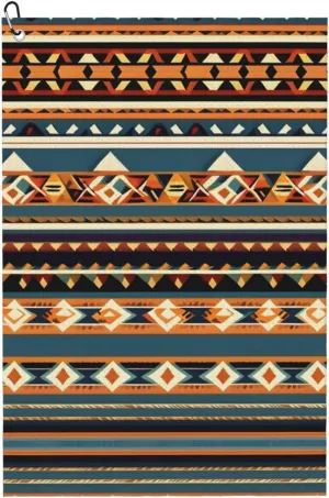 Native American Pattern Print Fashion Golf Towel Golf Bag Accessory, for Men and Women with Carabiner Clip