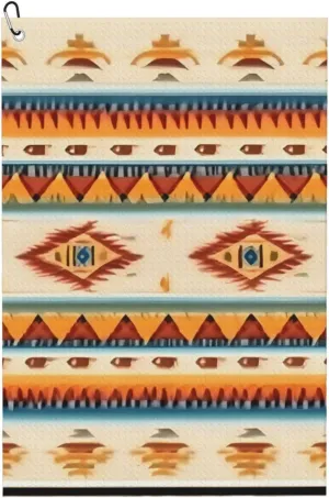 Native American Print Print Fashion Golf Towel Golf Bag Accessory, for Men and Women with Carabiner Clip