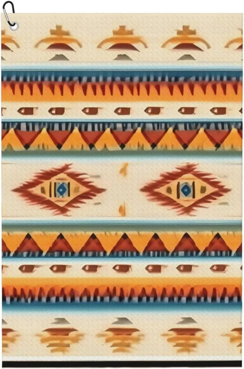 Native American Print Print Fashion Golf Towel Golf Bag Accessory, for Men and Women with Carabiner Clip