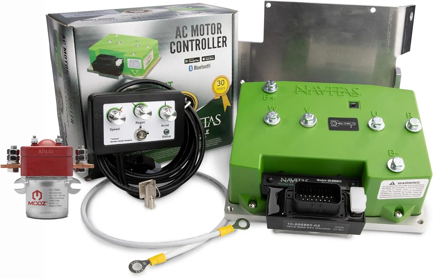 Navitas 600A EZGO RXV Golf Cart AC Controller with On-The-Fly Programmer and MODZ® Heavy Duty Solenoid - Danaher Controller