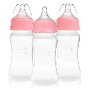 Nenesupply Silicone Baby Bottles Newborn Feeding Bottles Slow Flow Breastfeeding Bottle for Breastfed Babies Wide Neck 8oz Anti Colic Level 2 Nipple for 1  Month Infant Replace Spectra Bottle Pumping