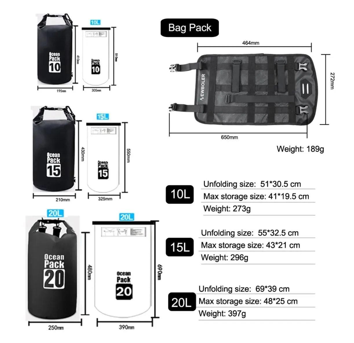 NEWBOLER - Handlebar Basket Pack (10 - 20L)
