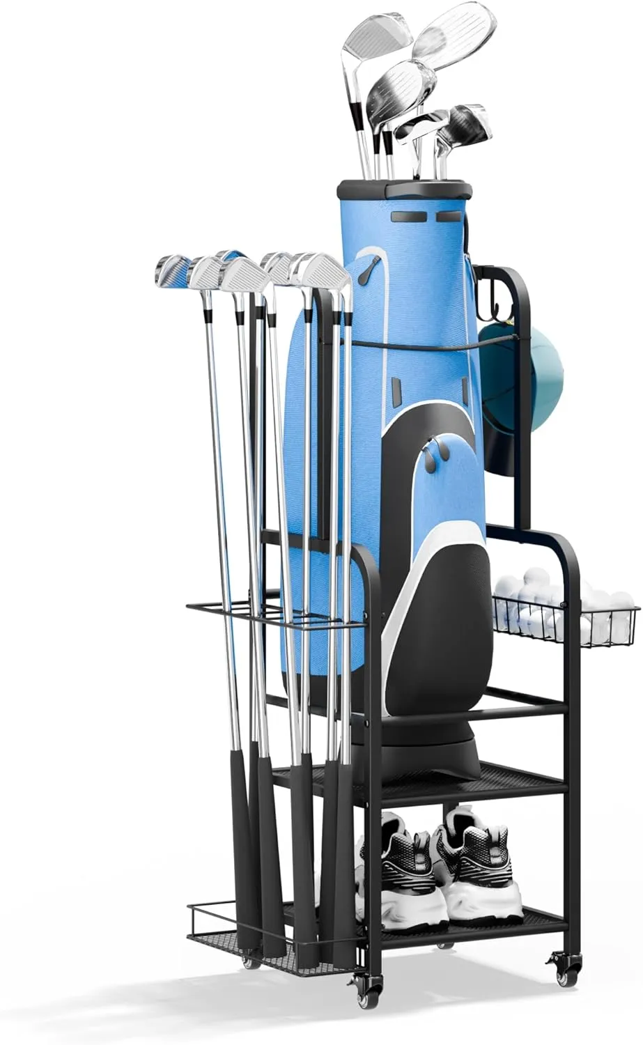 niffgaff Golf Bag Organizer Golfing Storage Stand for Garage Golfing Rack with Wheels 12.6" Lx13.4 Wx43.3 H