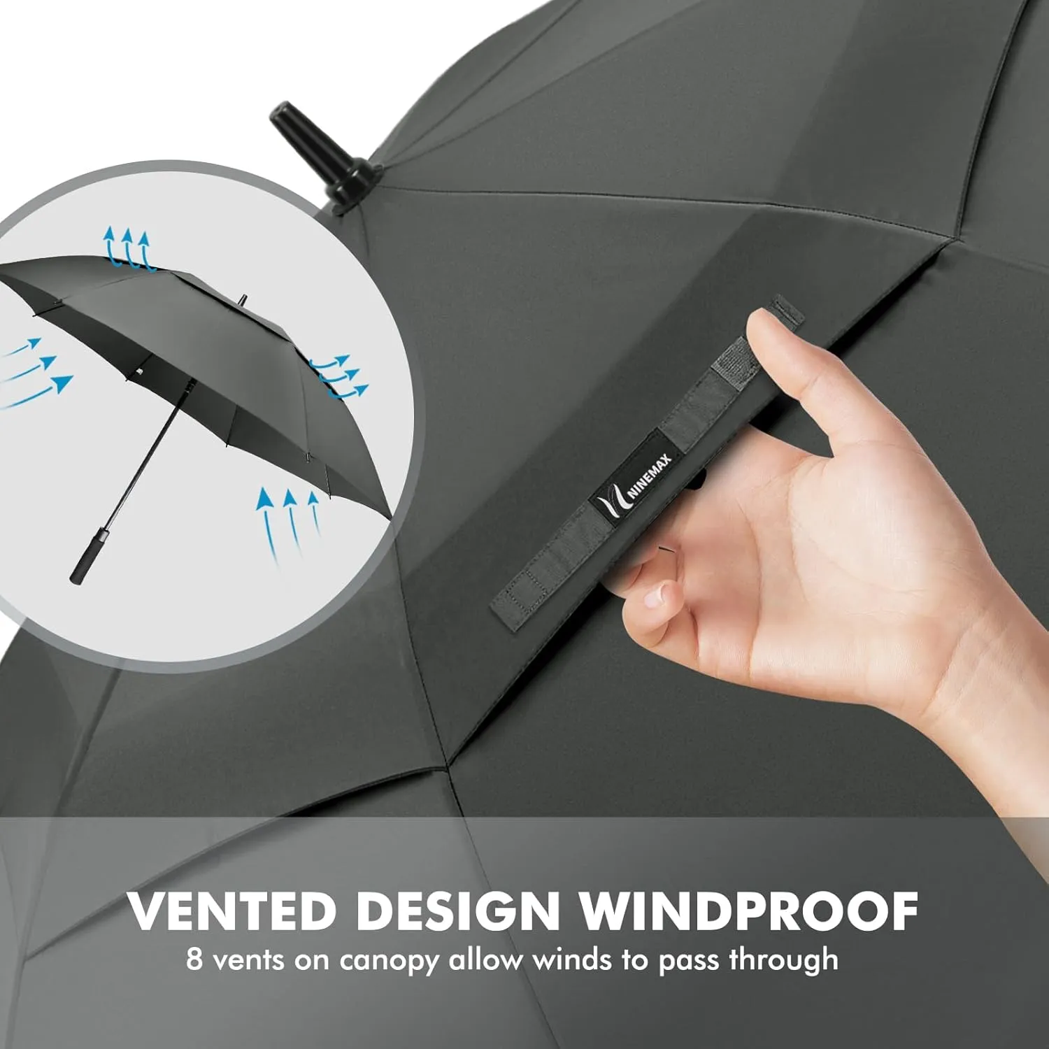 NINEMAX Golf Umbrella 51/54/62/68 Inch Automatic Open, Large Double Canopy Vented Oversize Stick Umbrellas Extra Large Windproof Waterproof for Rain