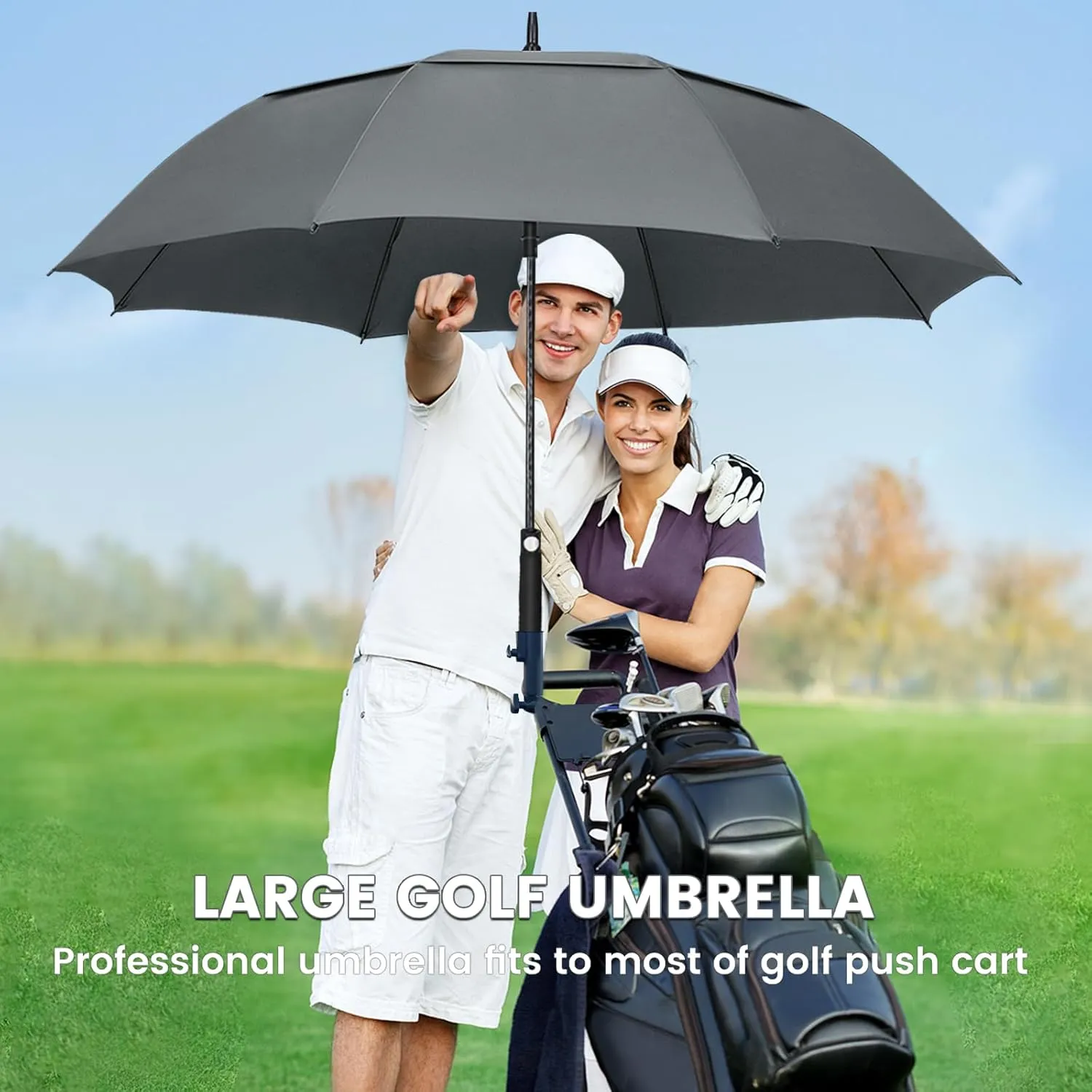 NINEMAX Golf Umbrella 51/54/62/68 Inch Automatic Open, Large Double Canopy Vented Oversize Stick Umbrellas Extra Large Windproof Waterproof for Rain