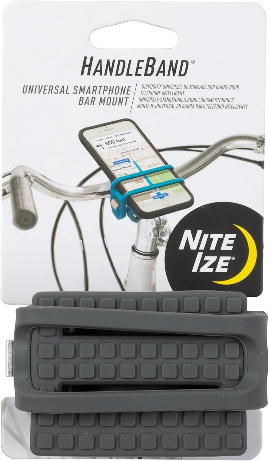 Nite Ize HandleBand Universal Smartphone Bar Mount - Cell Phone Mount for Bike Handlebar - Phone Holder for Bike Rides - Cell Phone Bike Mount - Bike Stem Phone Mount