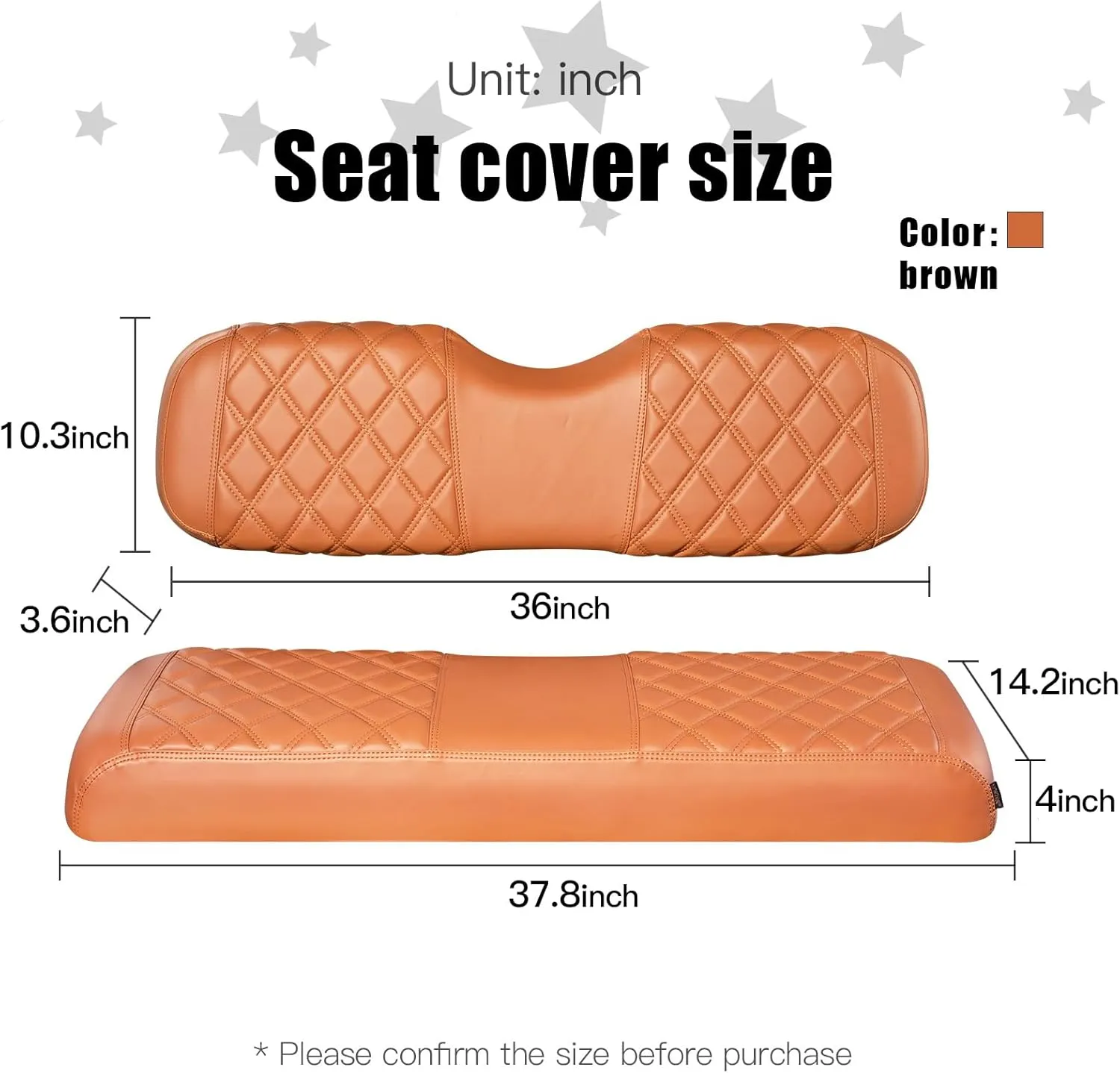 NOKINS Golf Cart Diamond Vinyl Leather Seat Covers, Fit Club Car Precedent DS EZGO RXV TXT Yamaha Drive Aftermarket Regular Rear Seat Cushion, No Stapler, Multiple Colors and Breathable