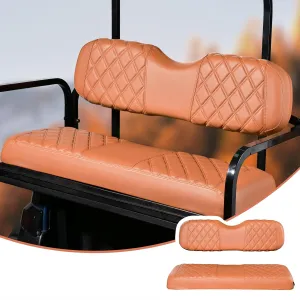 NOKINS Golf Cart Diamond Vinyl Leather Seat Covers, Fit Club Car Precedent DS EZGO RXV TXT Yamaha Drive Aftermarket Regular Rear Seat Cushion, No Stapler, Multiple Colors and Breathable