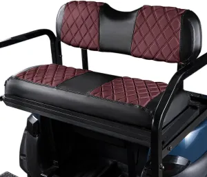 NOKINS Golf Cart Diamond Vinyl Leather Seat Covers, Fit Club Car Precedent DS EZGO RXV TXT Yamaha Drive Aftermarket Regular Rear Seat Cushion, No Stapler, Multiple Colors and Breathable