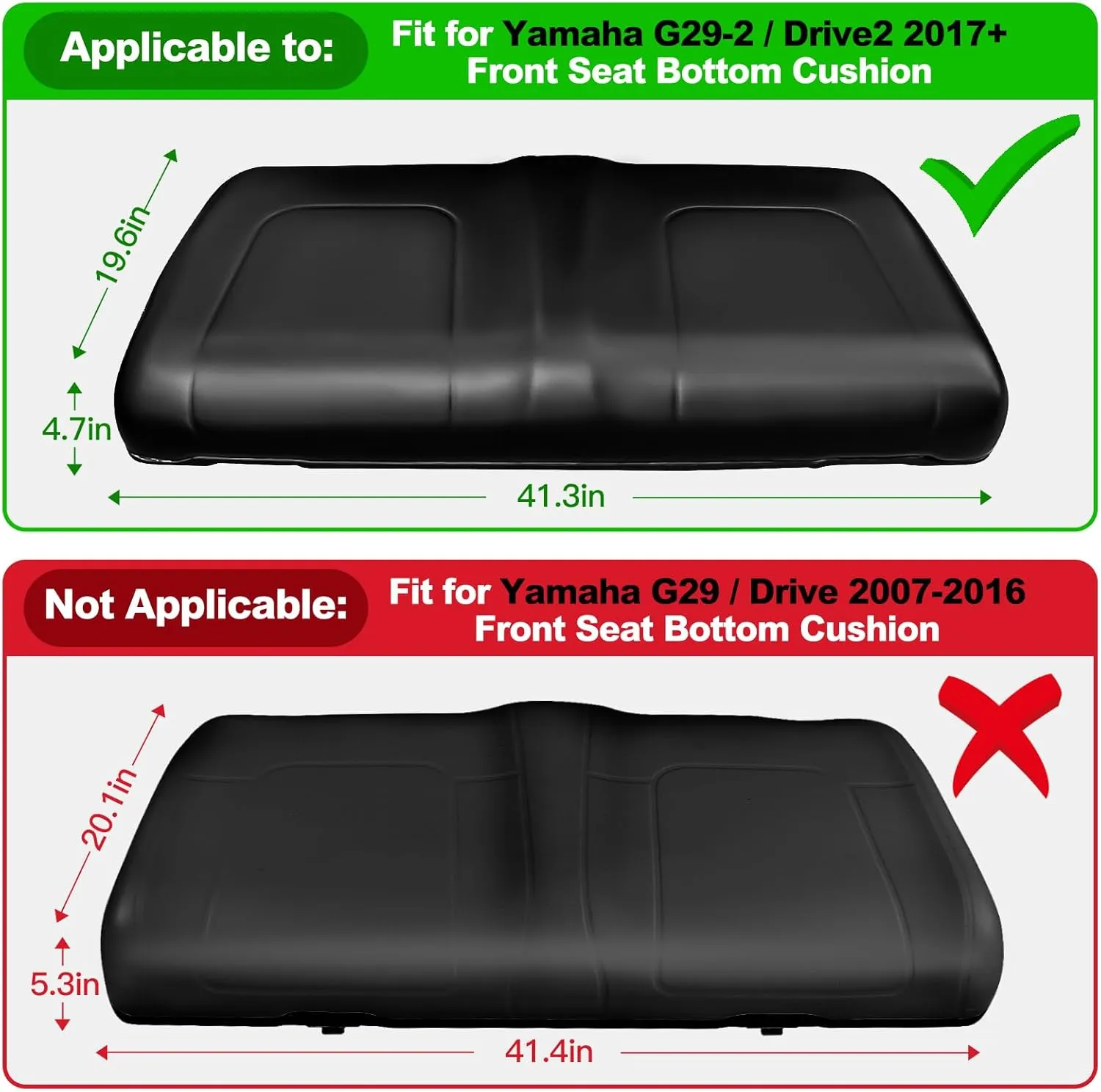 NOKINS Golf Cart Front Seat Cushion kit for Yamaha G29-2/ Drive2 2017  (Black)