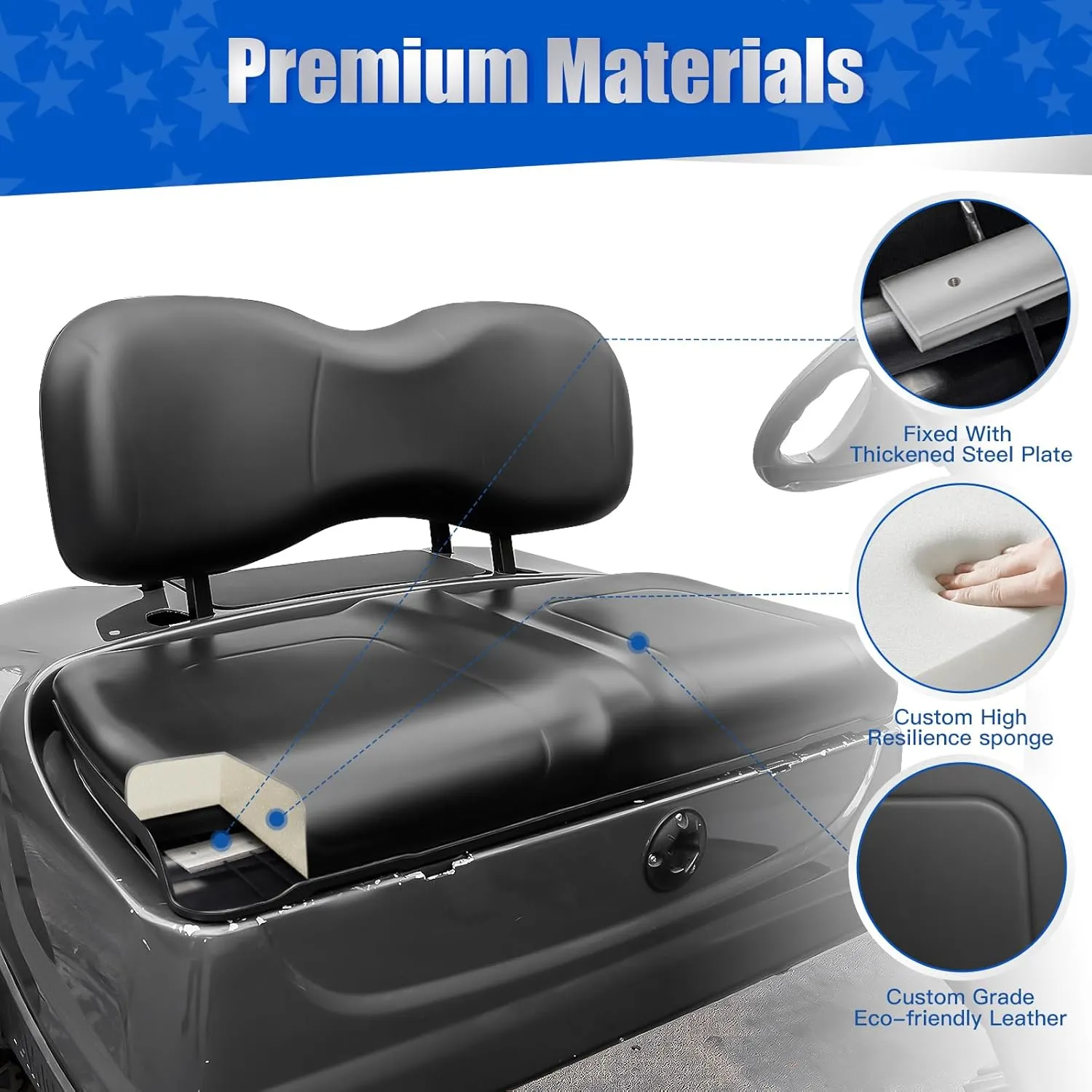 NOKINS Golf Cart Front Seat Cushion kit for Yamaha G29-2/ Drive2 2017  (Black)