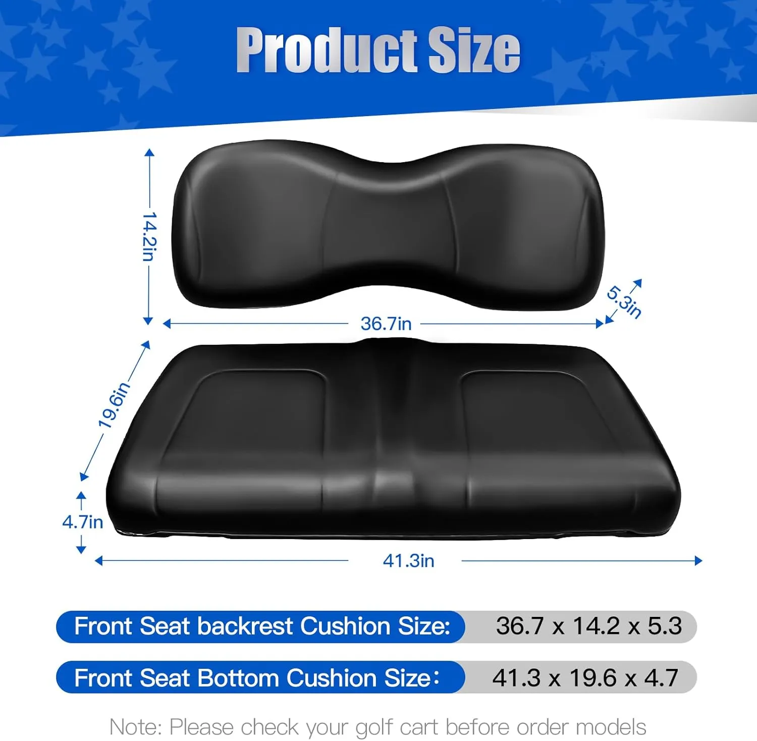 NOKINS Golf Cart Front Seat Cushion kit for Yamaha G29-2/ Drive2 2017  (Black)