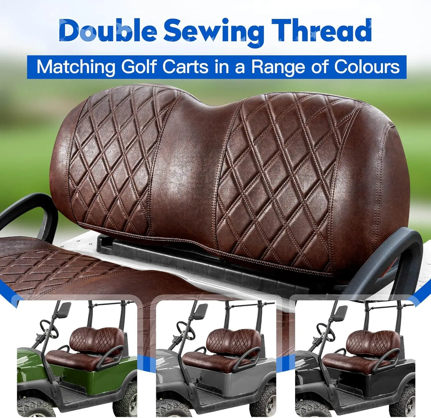 NOKINS Golf Cart Vinyl Diamond Seat Covers kit, Fit Club Car Precedent/Tempo/Onward Premium Front Seat Cushion, Soft/Scratch-Resistant/No Stapler Needed
